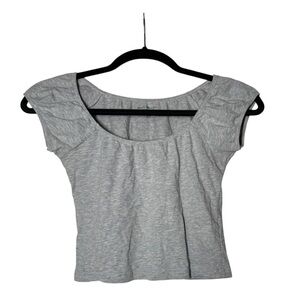Brandy Melville Gray Top Short Sleeve Puff Sleeve One Size
